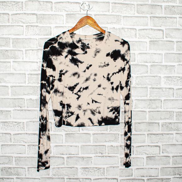 YEAR OF OURS Tie Dye Crop Top Ribbed Long Sleeve Large - Picture 1 of 7